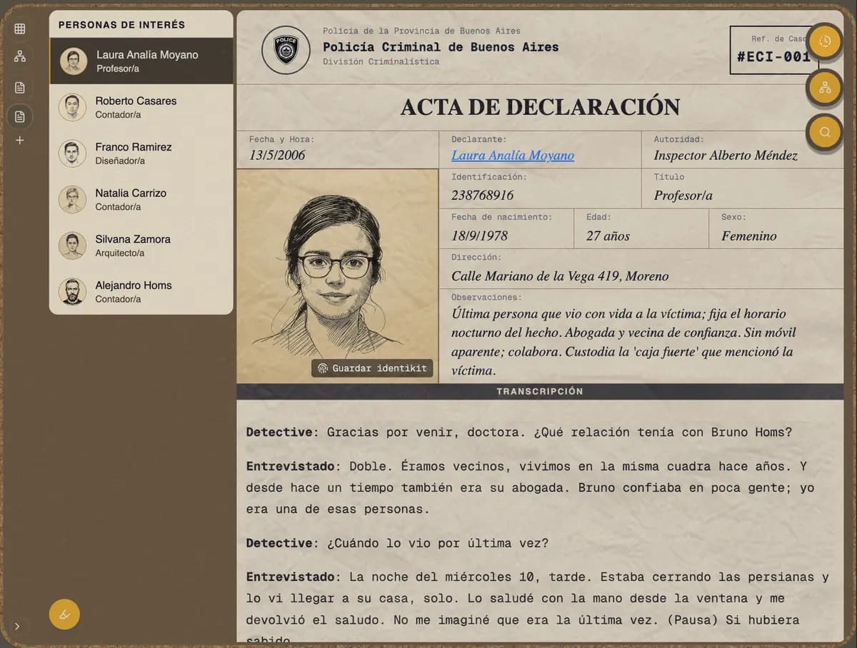 Case file with documents, photos and forensic reports