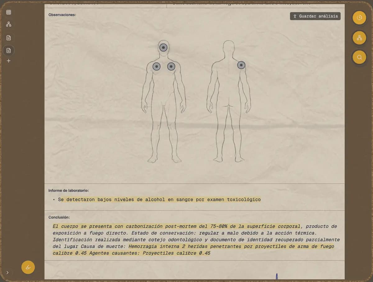 Case file with documents, photos and forensic reports